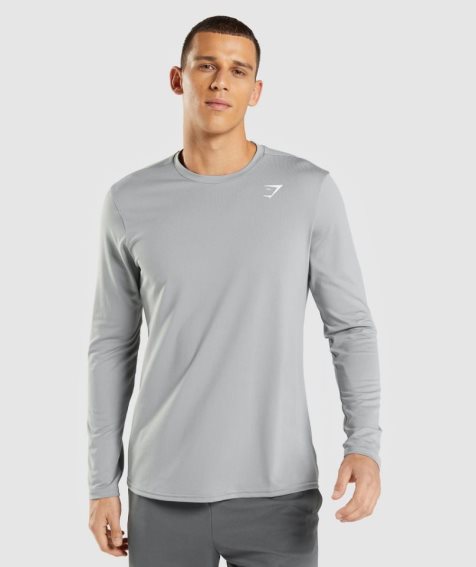 Men's Gymshark Arrival Long Sleeve T-Shirts Grey | CA 13D576